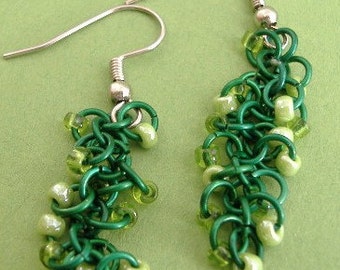 Ever Green  Beaded Shaggy Loops Earrings