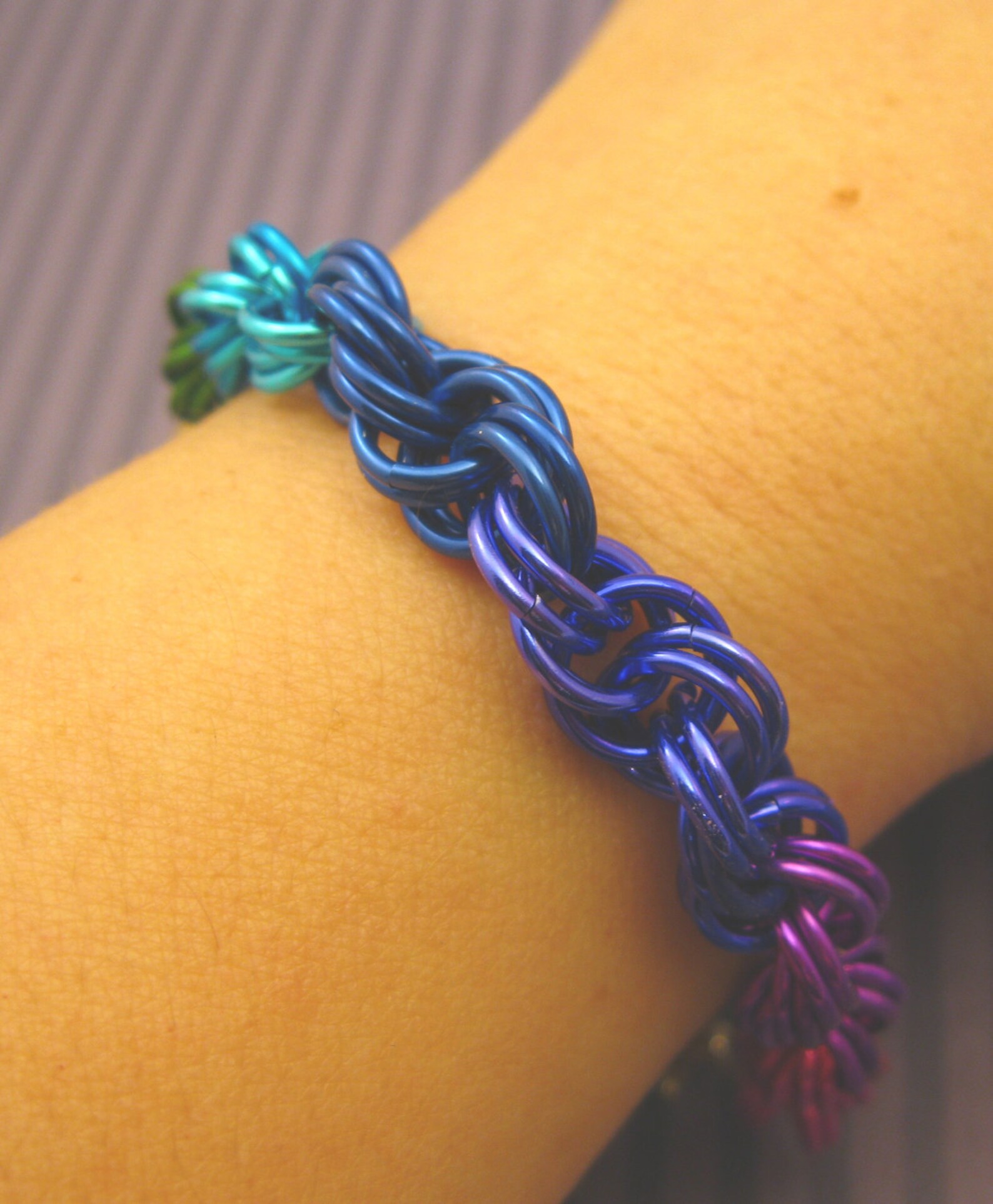 Rainbow Double Spiral Chainmaille Bracelet Etsy