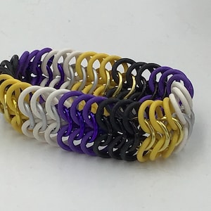 Nonbinary Pride Stretchy Chainmaille Bracelet