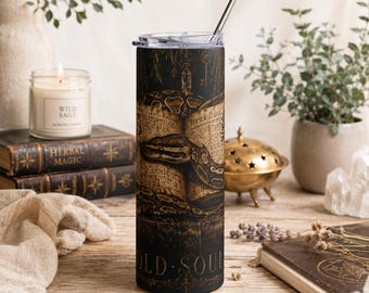 Old Souls Snake Tumbler | Gothic Witchy 20oz Cup | Dark Academia Serpent Travel Mug