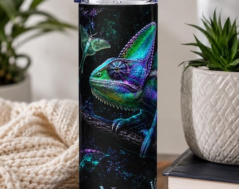 Now You See Me Chameleon Tumbler | Colorful Fantasy Reptile 20oz Cup
