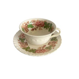 Wedgwood Cup & Saucer Set Wildbriar Pattern Etruria Barlaston Brown Pink