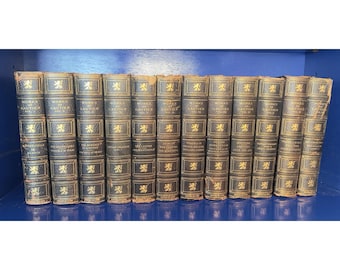 Works Of Gautier 12 Volume 1900 NY Marbled Front Back Leather Bound Spine Corner