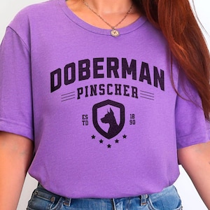 Doberman Pinscher T-Shirt, Varsity Sports Style Doberman Tee, Dog Breed Shirt, Doberman Mom Gift, Doberman Dad Gift, Dog Lover Tee