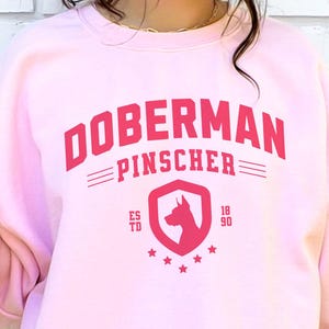 Doberman Pinscher Varsity Crewneck Sweatshirt, Doberman Shirt Gifts for Her, Doberman Dog Lover Sweatshirt, Doberman Dog Mom Shirt