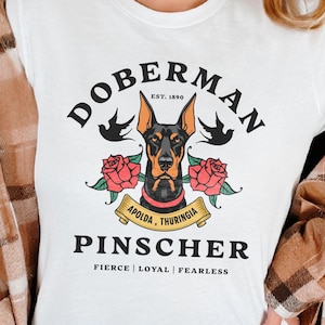 Vintage Doberman Pinscher Lover Tee, Retro Doberman Pinscher Apparel, Doberman Graphic Tee, Doberman Mom Shirt, Doberman Dad Gift