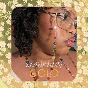 Howls Moving Castle inspired Assorted Rainbow And Freshwater Pearl Beaded Glasses Chain