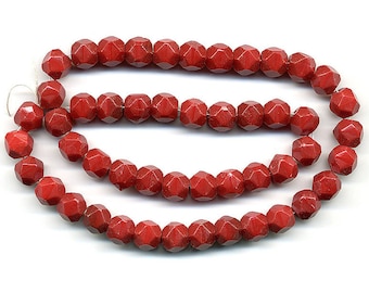 Vintage 8mm English Cut Beads Cherry Red Glass Choose 25 Pcs.