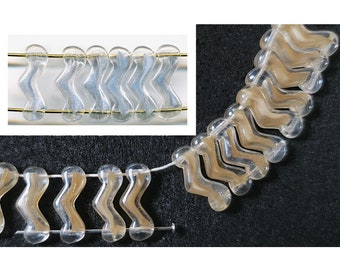 Vintage Givre Beads 2 Hole 16mm Luster Finish Glass Choose Blue or Beige