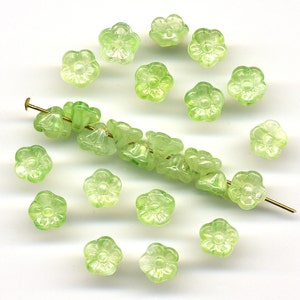 Vintage Green Flower Beads 7mm Glass Button Back Western Germany