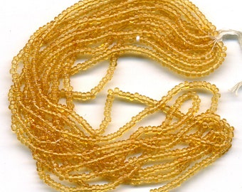 Vintage Seed Beads 13/0 Translucent Golden Topaz 3 Hanks Per Lot