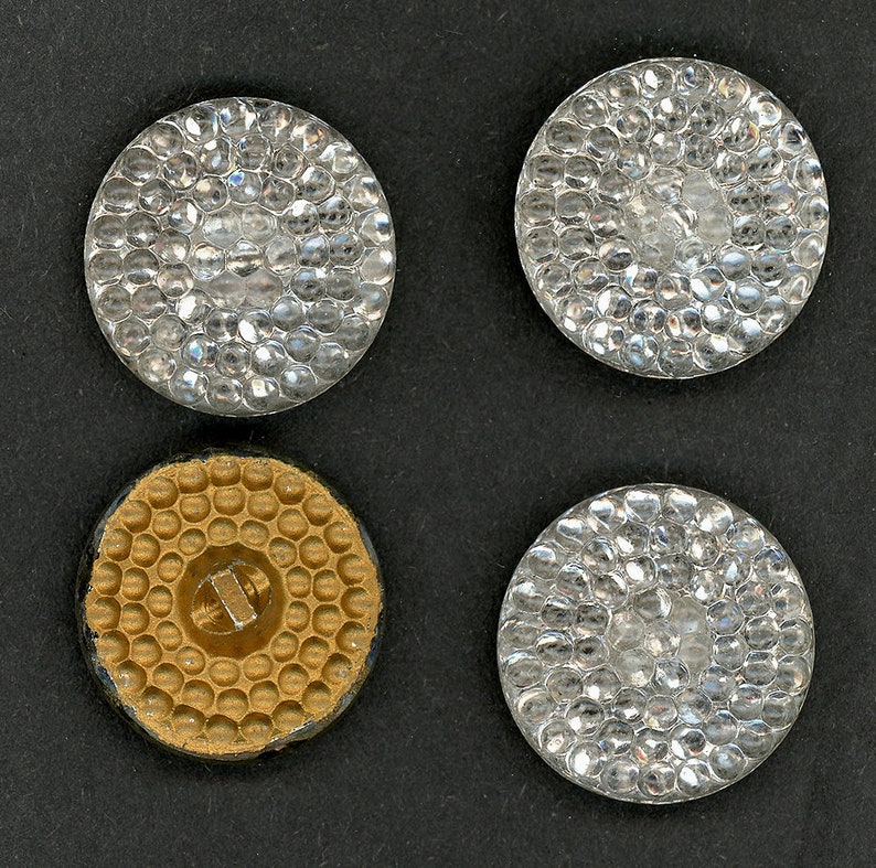 Germany US Zone Vintage German Buttons Clear Glass Foil Back Choose 18mm or 27mm 24 Pcs