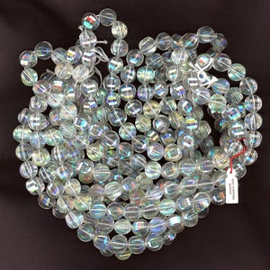 Vintage Crystal Clear AB Plastic Beads 14mm Multifaceted 25 Pcs. Made in Western Germany