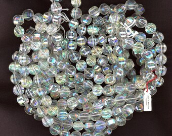 Vintage Crystal Clear AB Plastic Beads 14mm Multifaceted 25 Pcs. Made in Western Germany