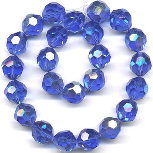 Vintage 12mm Sapphire Blue AB Crystal Beads - 24 Pcs WG Original Package