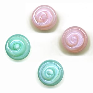 Vintage Sea Green or Pink Opalescent Buttons 20mm Swirled Glass image 1