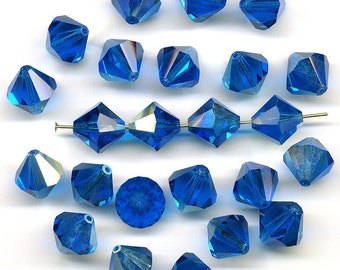 Vintage 12mm Capri Blue AB Crystal Beads - 24 Beads WG Original Package