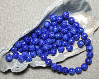 Vintage Lapis Glass Beads With Aventurina Flecks 10mm Rounds Made in Czechoslovakia