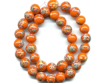Vintage 6mm Orange Millefiori Beads Half Gross Made in Japan 72 Pcs. Total