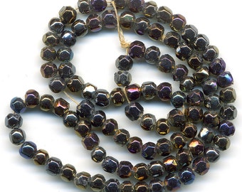 Vintage Dark Iris Beads 4mm English Cut Style Glass 200 Pcs.