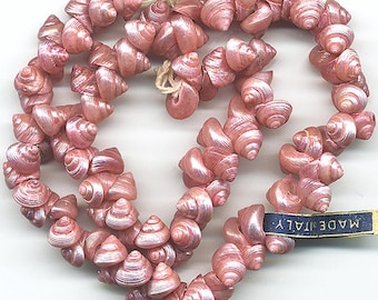 Vintage 8mm Italian Shell Beads 144 Pcs. Pretty Iridescent Pink Color