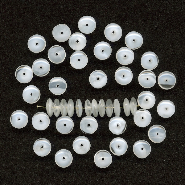 Vintage 10mm White Givre Beads Rondelle Spacers 50 Pcs.