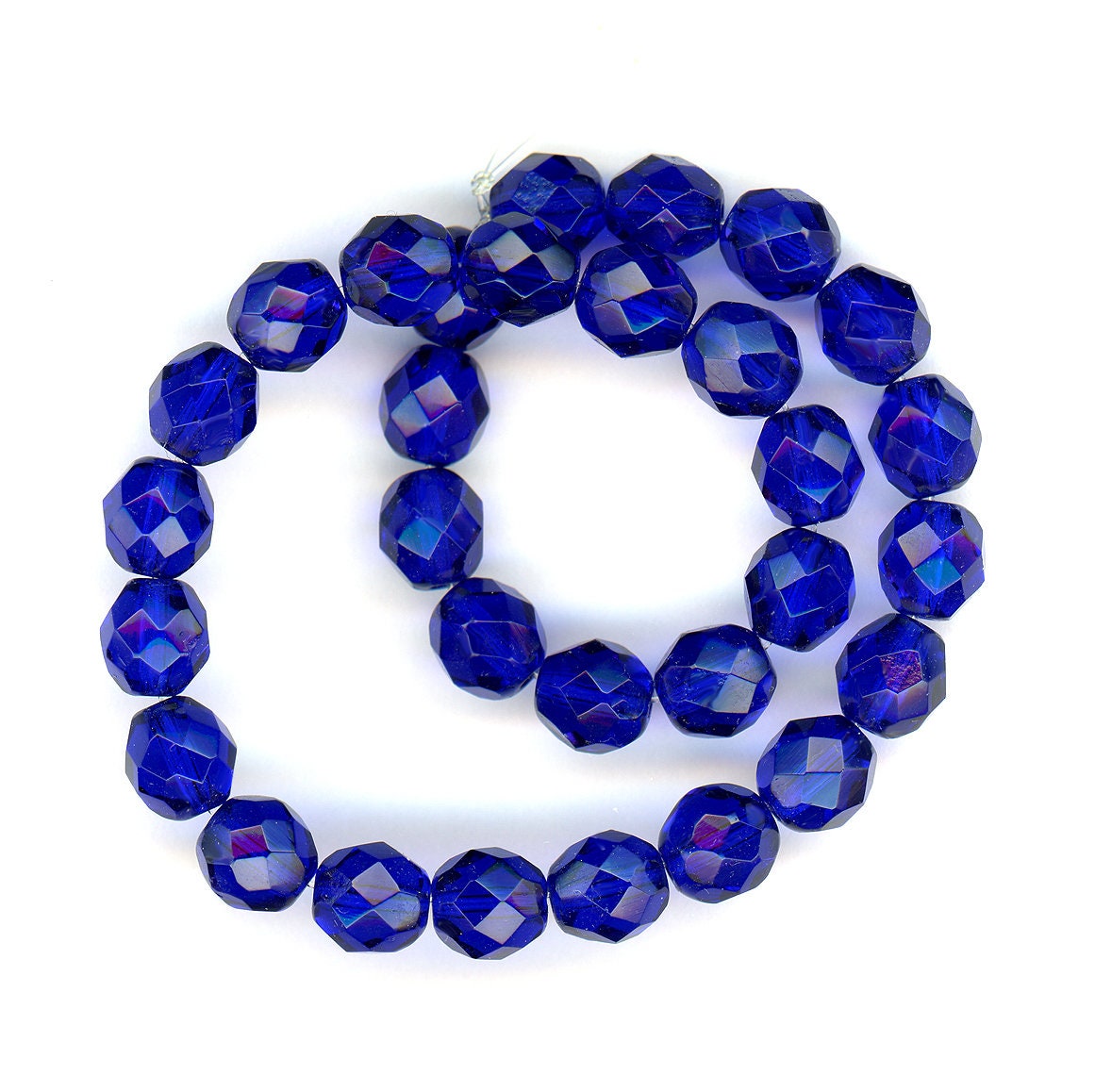 Vintage 8mm Cobalt Glass Beads Faceted Rounds 30 Pcs. Etsy