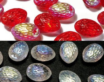 Vintage Strawberry Beads Choose Red AB or Clear AB Glass 12mm 25 pcs.