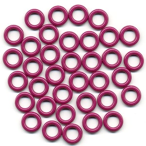 Vintage Fuchsia Ring Beads 14mm Plastic 36 Pcs. No Openings