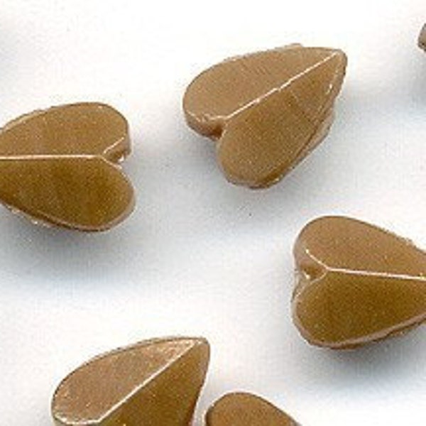 Vintage Heart Shape Nailhead Beads - Opaque Caramel Color Glass 100 Pcs.