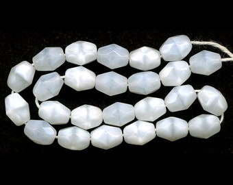 Vintage 8mm White Satin Glass Faceted Bicone Beads 25 Pcs.