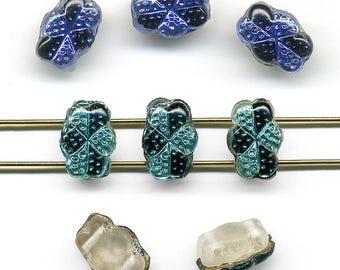 Vintage Bicolor 2 Hole Flat Back Sew On Beads Choose Color 8 Pcs.