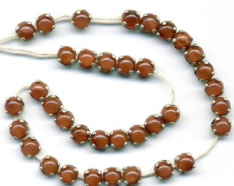 Vintage Brown Rose Montee Beads 4mm Mocha Moonglow Glass 36 Pieces Made Western Germany