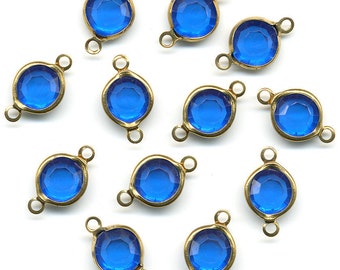 Vintage 9mm Capri Blue Channel Set Connector Acrylic Beads 18 Pcs.