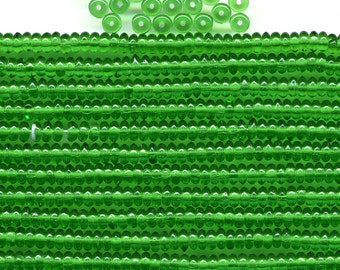 Emerald Green Spacer Beads Vintage 4mm Translucent Glass Rondelles 144 Pcs.