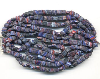 Vintage Blue Nailhead Beads 5mm Square Navy End of Day Glass - Hank