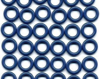 Vintage Plastic Ring Beads 14mm Dark Blue  - No Openings