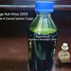 25gr Pure Vetiver Ruh-Khus Aligarh (Batch 2009) Distilled in Kannauj with Leather Kuppi