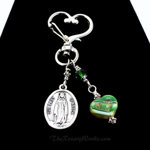 Our Lady of Knock Charm Key Ring Irish Apparition Keyring Irish Celtic Green White Catholic Wire Wrapped by The Rosary Works