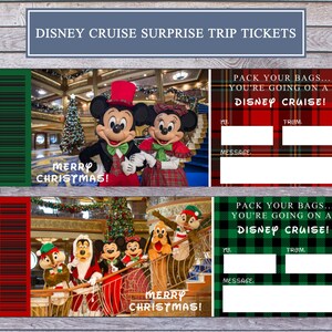 Crucero por el parque temático de Navidad Viaje de visita sorpresa de Mickey Boleto de vacaciones tarjeta de embarque- Descarga digital PDF imprimible