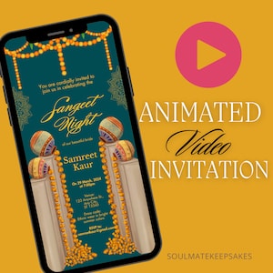Mehndi Invite, Digital Animated Mehndi Invite, Sangeet Invitation, Digital Personalised Sangeet Invitation, Dholki Invite,Mehndi Night Video