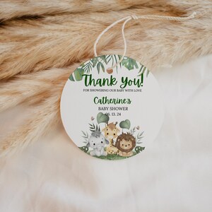 Editable Digital Safari Thank You Favor Tag Printable Jungle Wild One Party Tag Baby Shower Decor Canva Invitation Template Instant Download