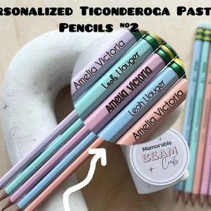 Set of 6 Custom Ticonderoga Pastel Pencils - Engraved & Personalized Stationery Gifts