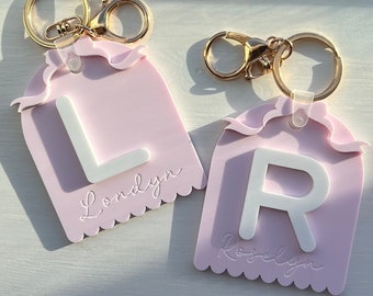 Personalized Acrylic Bow Keychain: Custom Initial Travel Tag