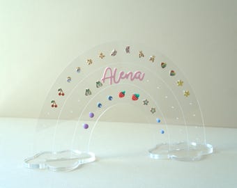 Personalized Rainbow Acrylic Earring Holder: Custom Stud Earring Organizer