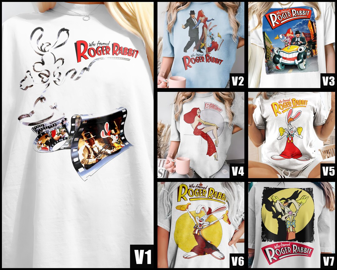 Who Framed Roger Rabbit V1-V7 T Shirt Movie Poster Print Natural Color ...