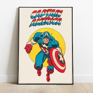 Captain America - Retro X-Men Poster – Comic Superhero Wall Art Print, Vintage Style Decor Print Matte Unframed image 1