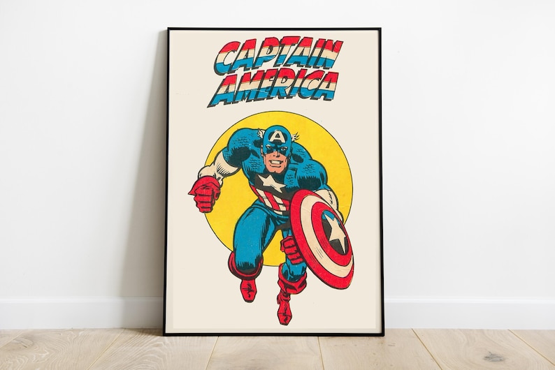 Captain America - Retro X-Men Poster – Comic Superhero Wall Art Print, Vintage Style Decor Print Matte Unframed image 1