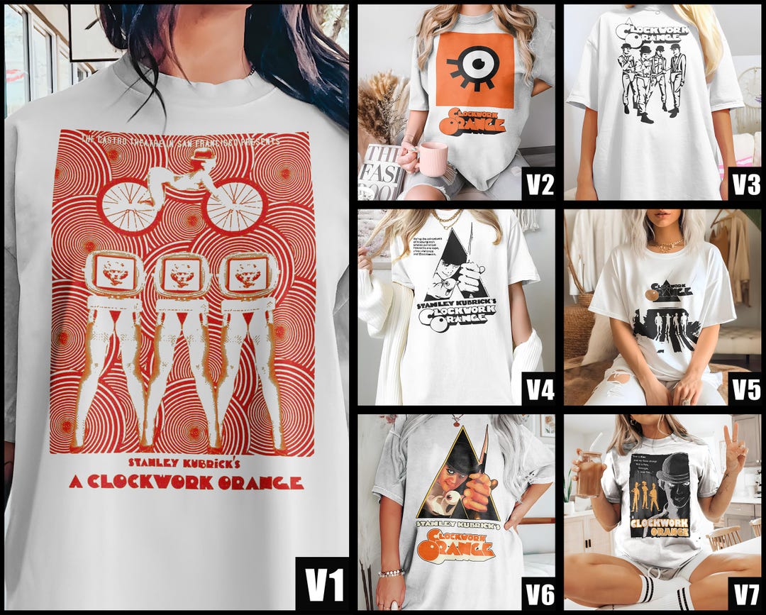 A Clockwork Orange V1-V7 T Shirt Movie Poster Print 8 Colors Shirt 100% ...