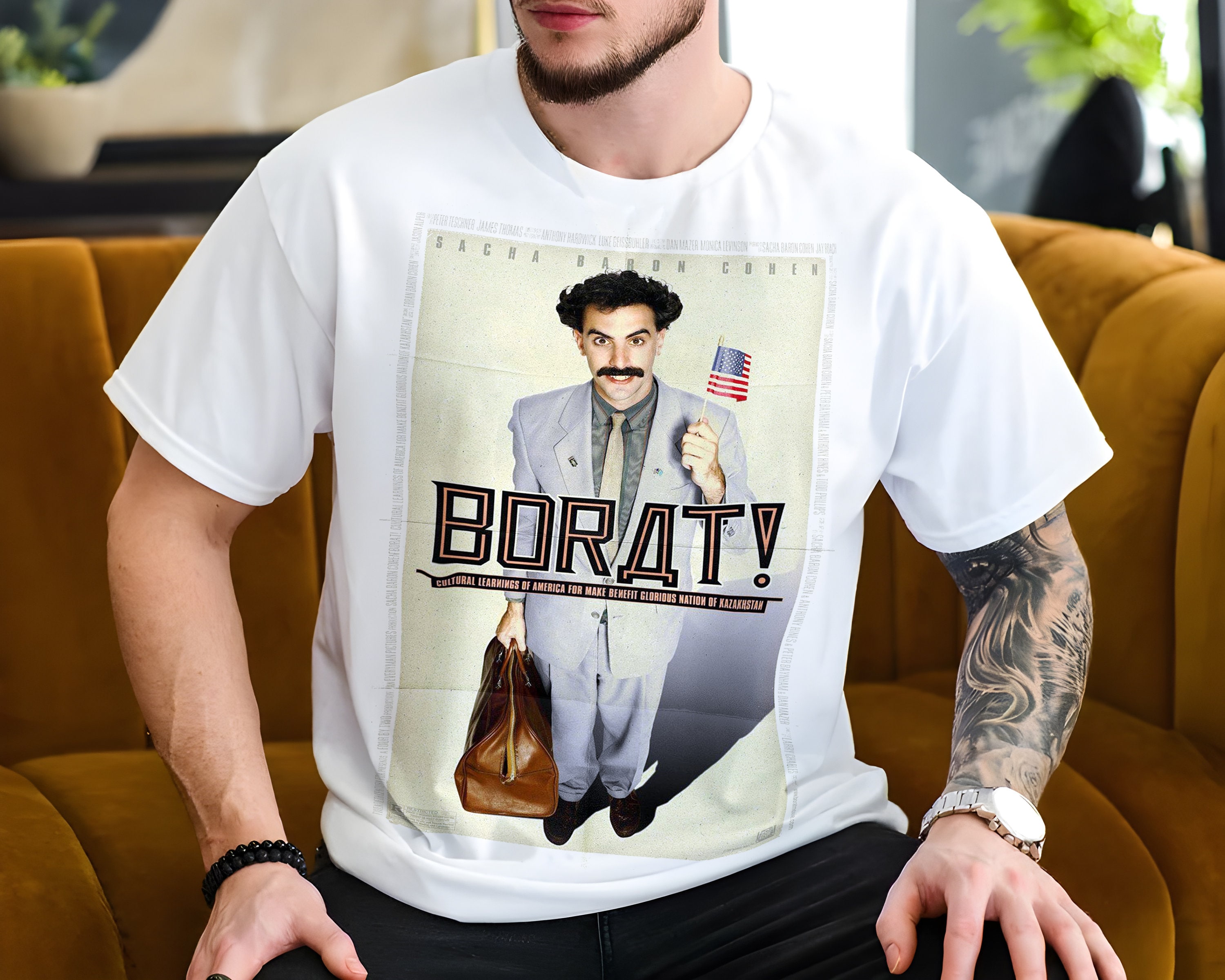 Borat V1 T Shirt Movie Poster Print Natural Color Shirt 100